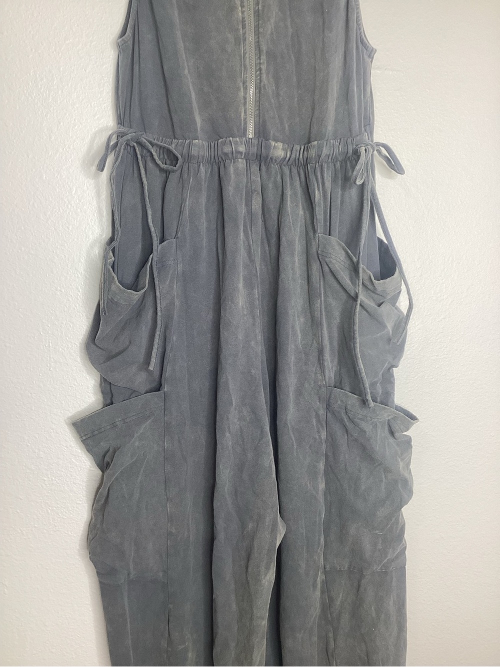 Three Bird Nest NEW Turning Point Washed Cargo Jumpsuit Ash Grey NWT L - Picture 9 of 11
